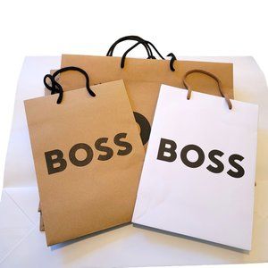 Hugo Boss Shopping Bags White Brown Set of 8 Signature Reusable Gift Prop VR208